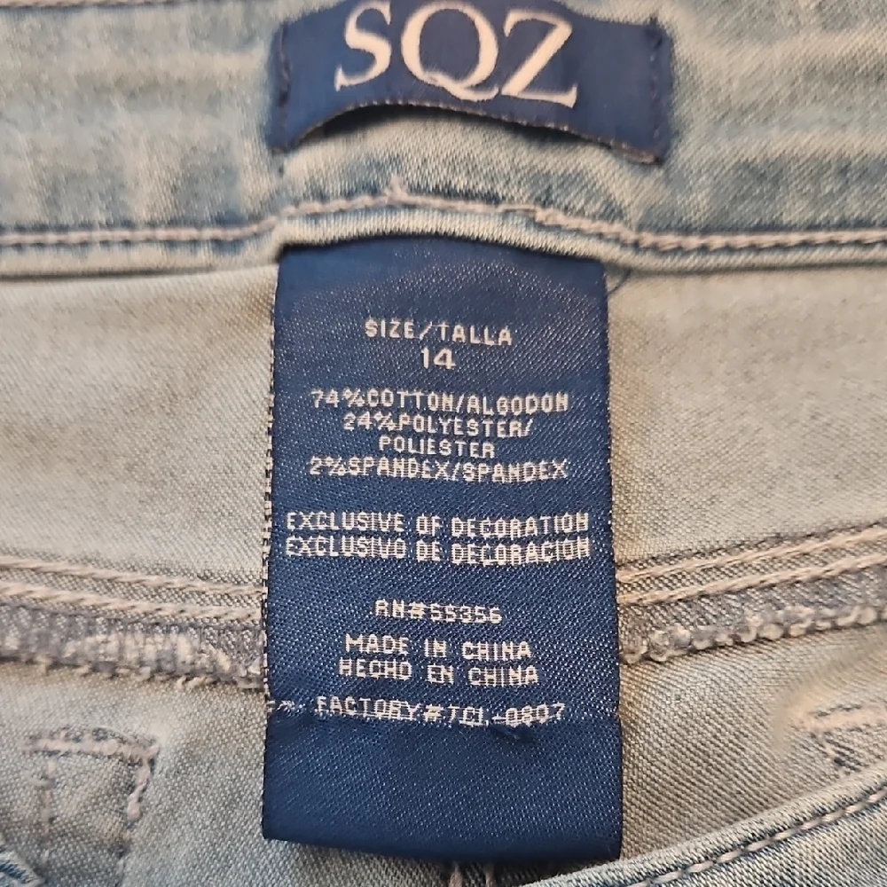 Blue Jeans with Sequined Knee Panels. Size 14